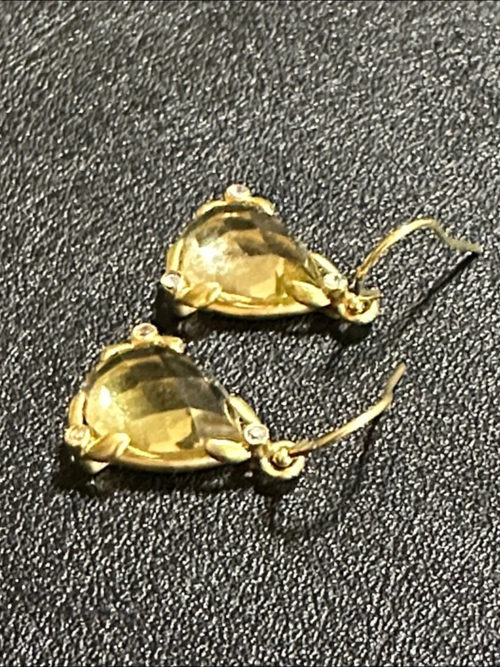 Faceted Yellow Quartz Teardrop Drop Earrings